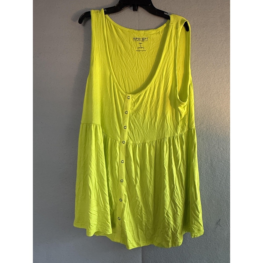 Torrid‎ Tank Top Womens 2 Yellow Super Soft Knit Button Front Tunic Top